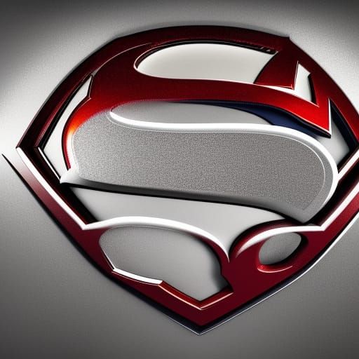 Superman Logo in Futuristic, Polished Metal Style