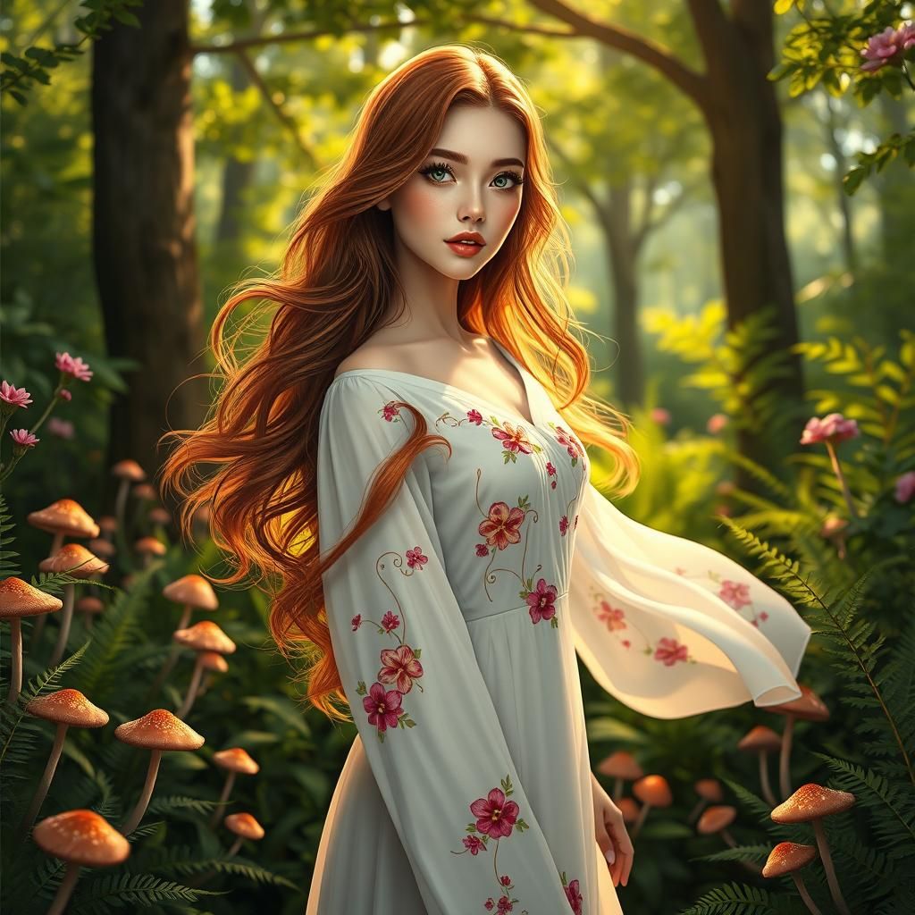 Portrait of Woman with Auburn Hair in 3D