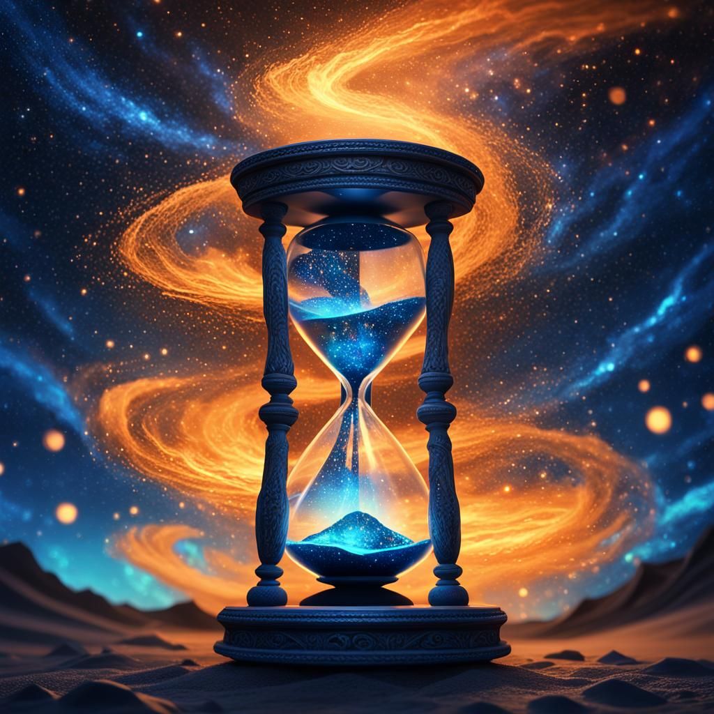 Swirling Galaxy Hourglass Illuminates Starry Night Sky in Vi...