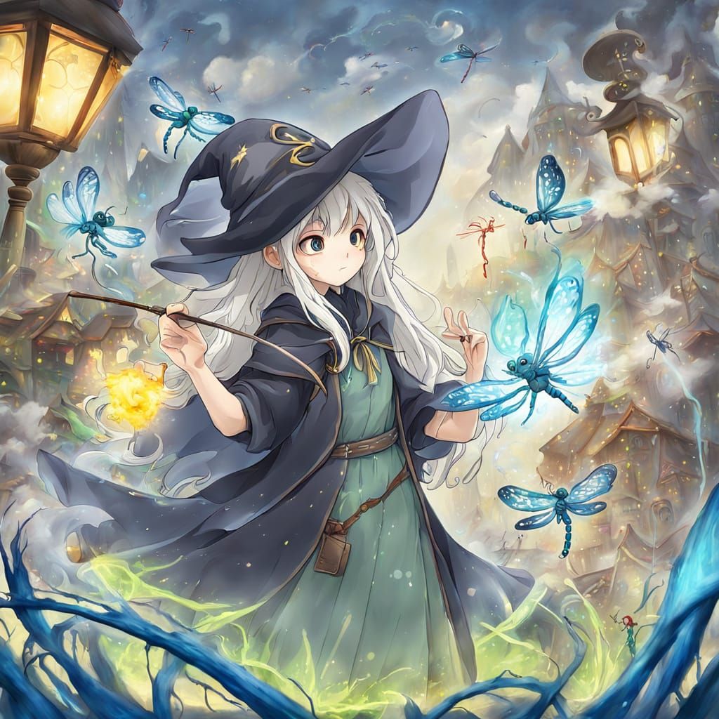 Wizard Paints Dragonfly with Magical Artistry