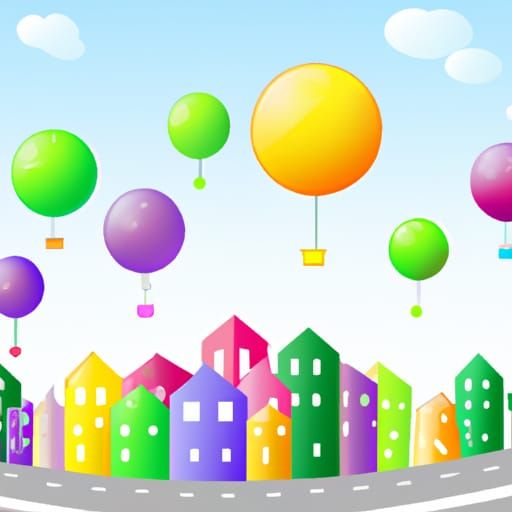 Cityscape Made of Colorful Balloons
