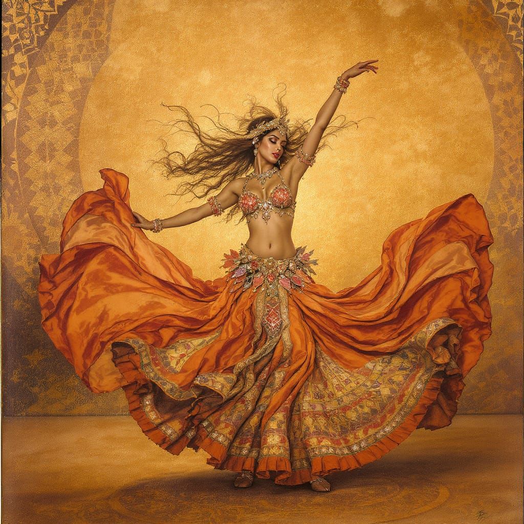 North African Bellydancer in Sepia Tones