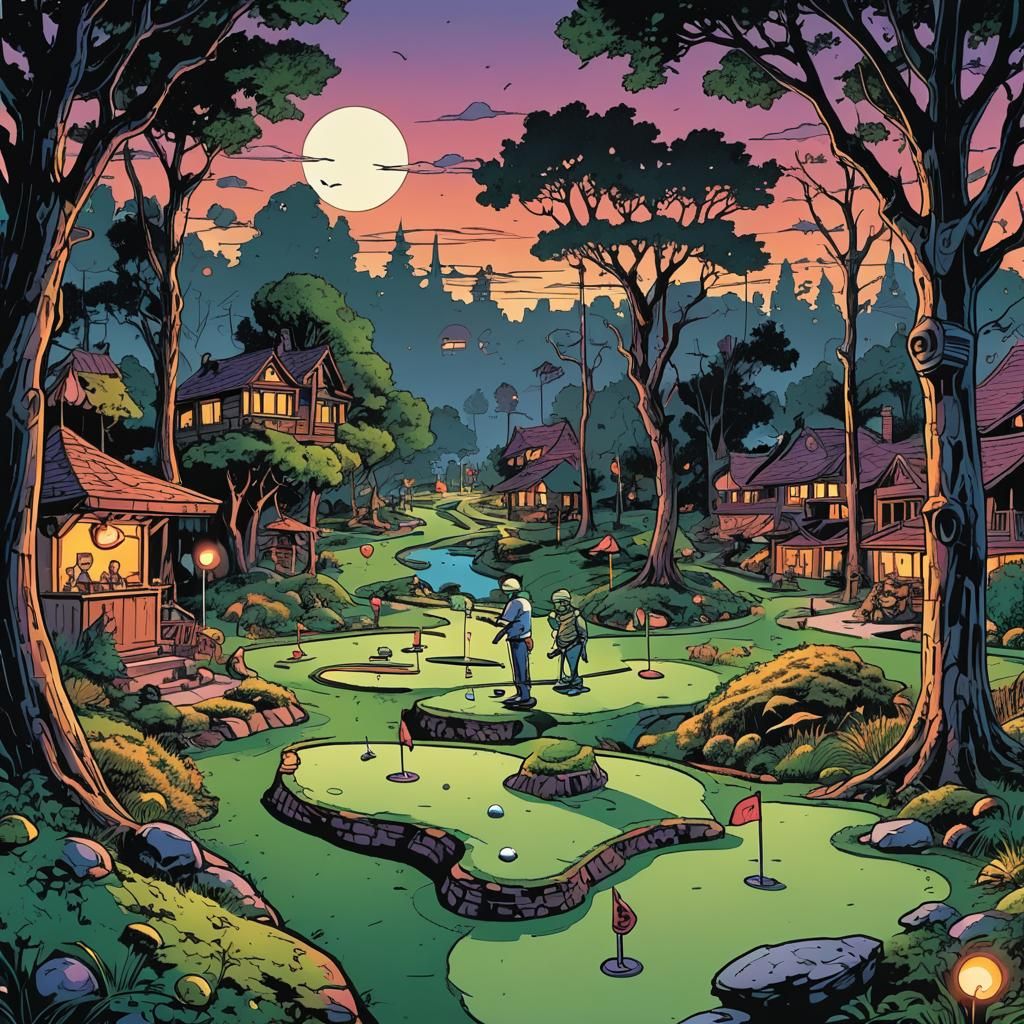 Goblins Play Miniature Golf: Comic Book Art