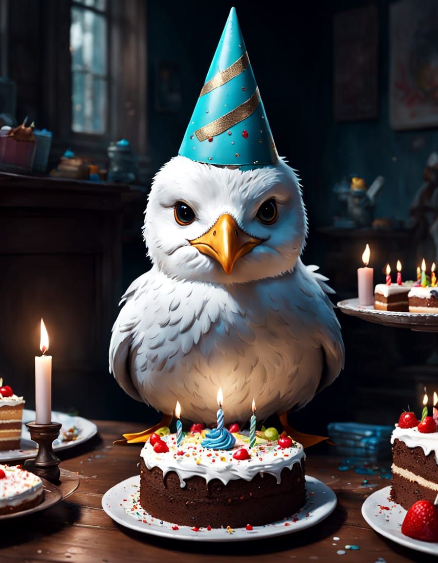 A Seagull Celebrates in Vibrant Digital Art