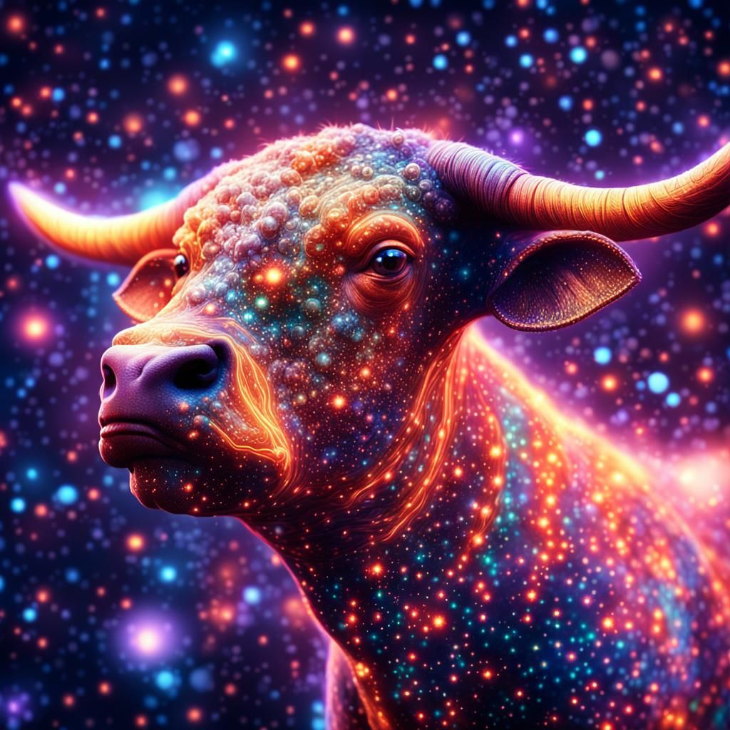 Radiant Celestial Bull in Galactic Space