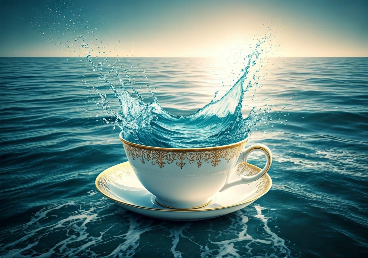 Ethereal Coastal Teacup in Delicate Porcelain