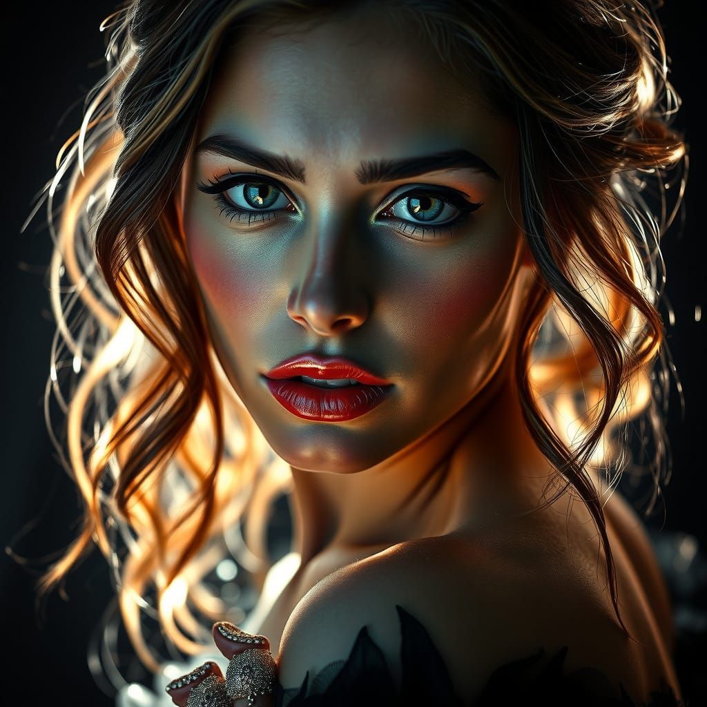 Stunning Young Woman in Dramatic Cinematic Portrait