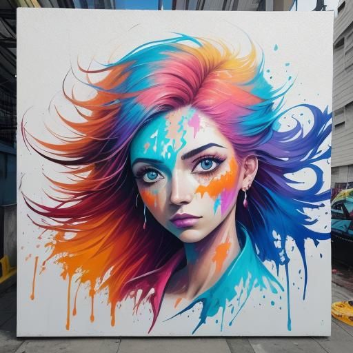 Woman in Red Dress Under Moonlit Sky: Splash Art