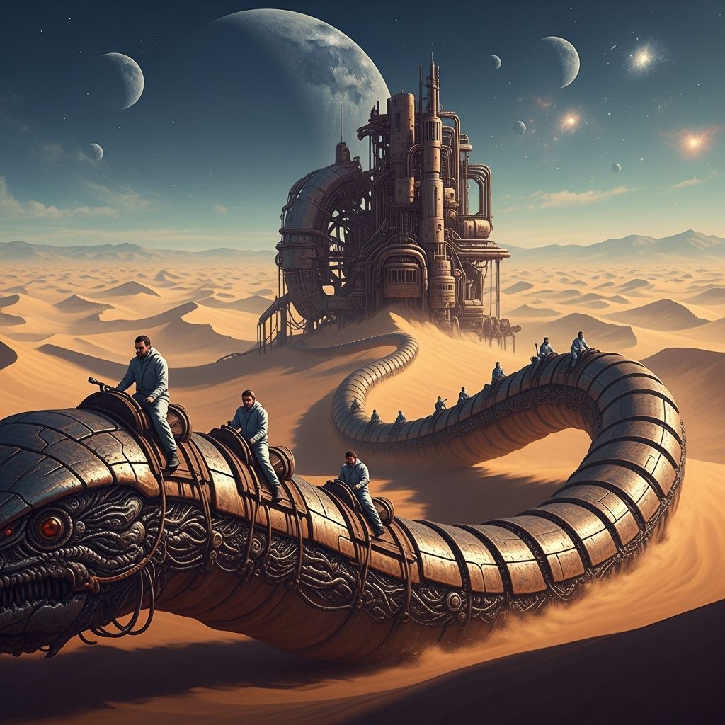 Riders on a Sandworm: A Cinematic Vista of Arrakis