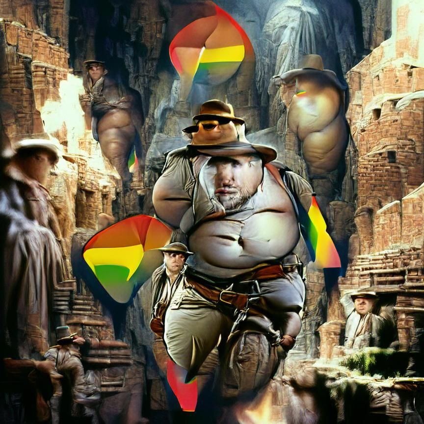Indiana Jones Style Adventurer in Jungle Scene