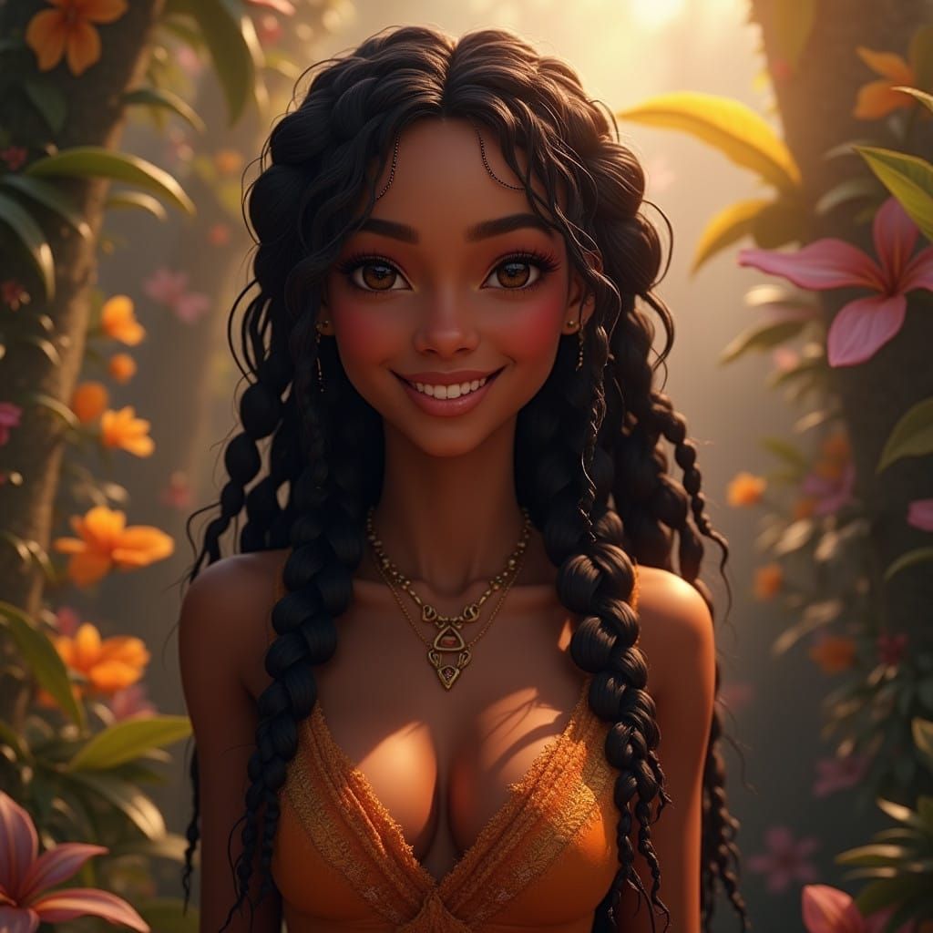 Brazilian Woman in Dreamscape: Hyperrealistic Matte Painting