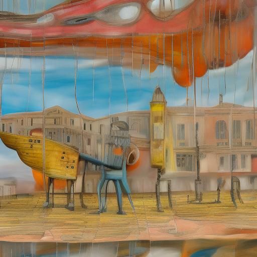 Whimsical Wooden Toy Trumpeter in Digital Illustration