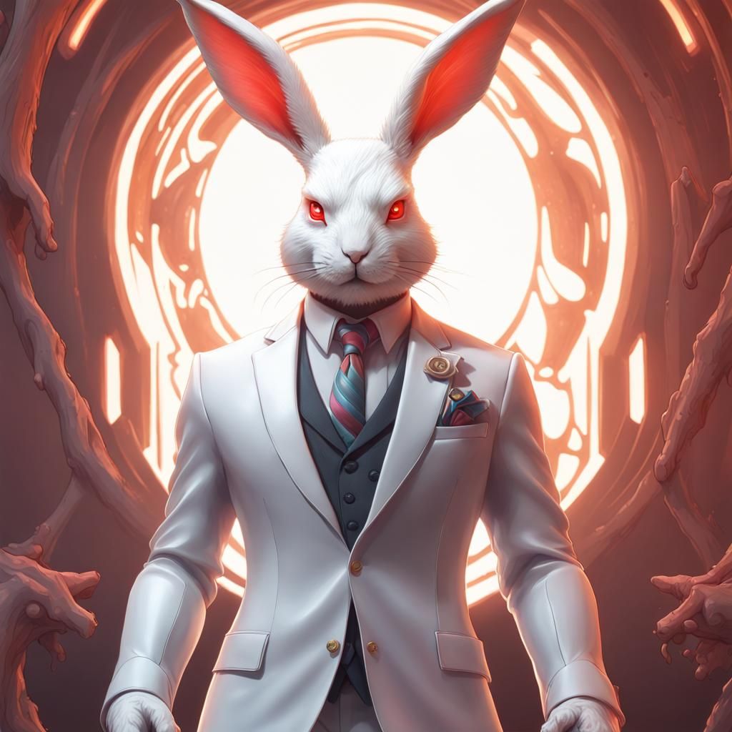 Hellfire Rabbit Portrait in Dynamic Lighting