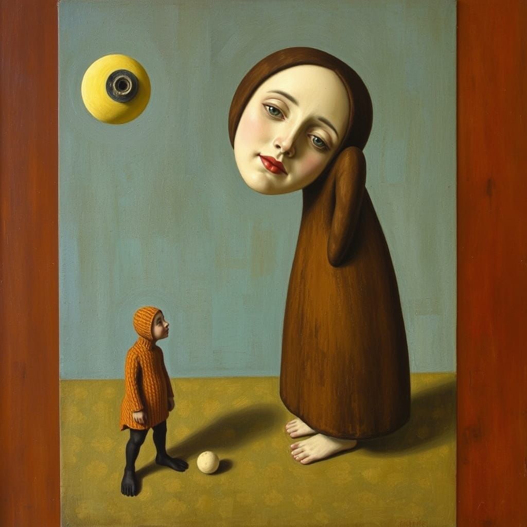 Allegory Pointillist Oil Painting Inspired by Meret Oppenhei...