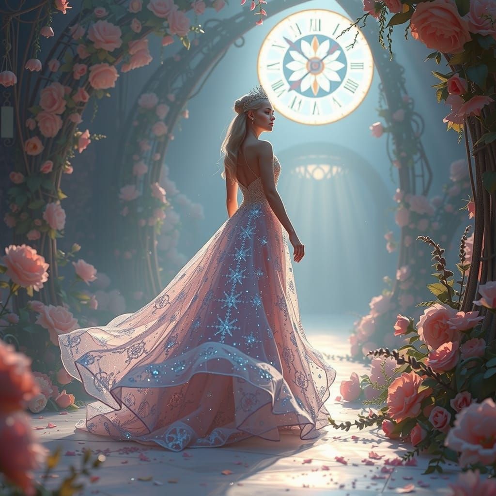 Ethereal Queen in Celestial Clock Tower Gown