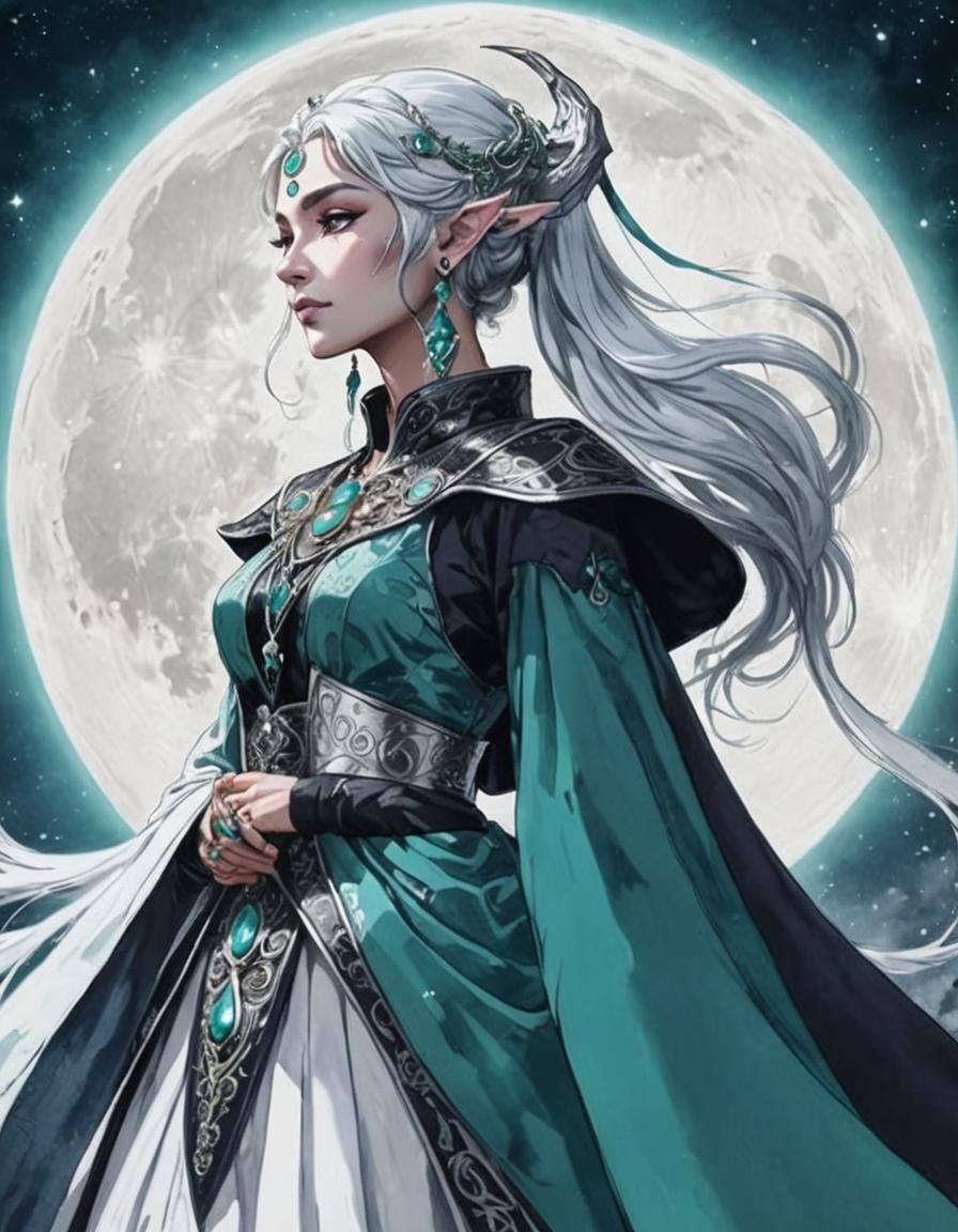 Anime Moon Priestess Blessing in Vibrant Colors