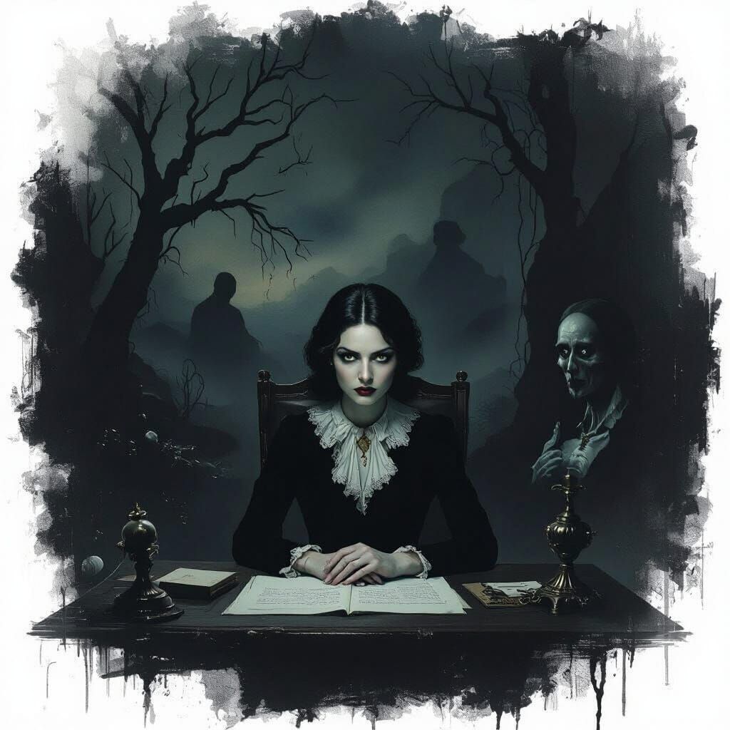 Eerie Fantasy Landscape in Goya and Lynch Style