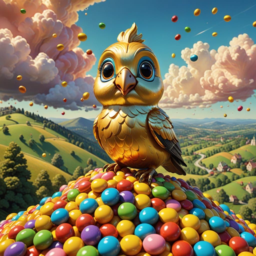 Whimsical Cartoon Nut Treasure in Vibrant Oil Painting Style