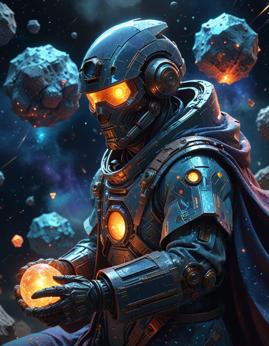 Celestial Sculptor Shaping Asteroids in Nebula Studio