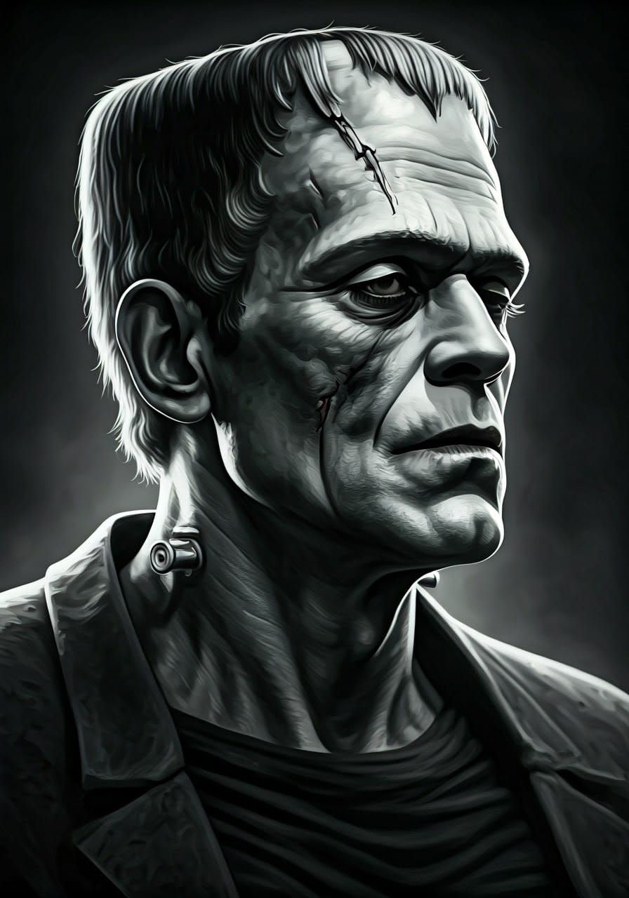 Bride of Frankenstein in Retro Cinema Style