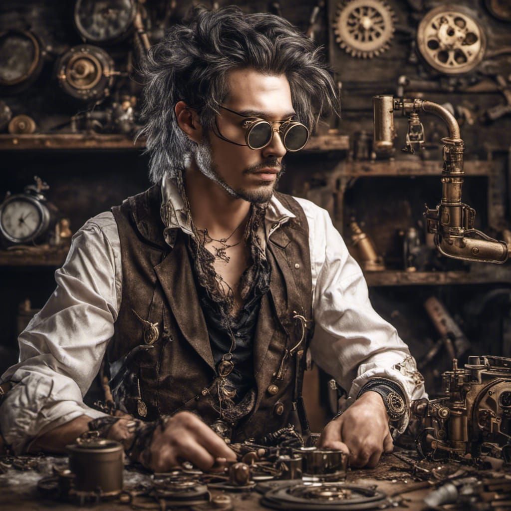 Steampunk Artificer in Dreamlike Digital Illustration