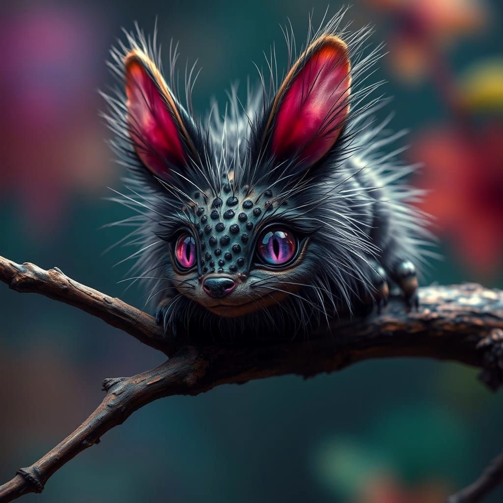 Fantastical Shaggy Creature with Empathetic Violet Eyes