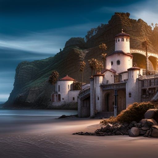 Adobe Estate on the Beach: Digital Matte Painting