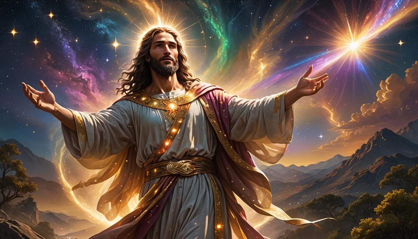 Messianic Figure Ascending in Digital Art