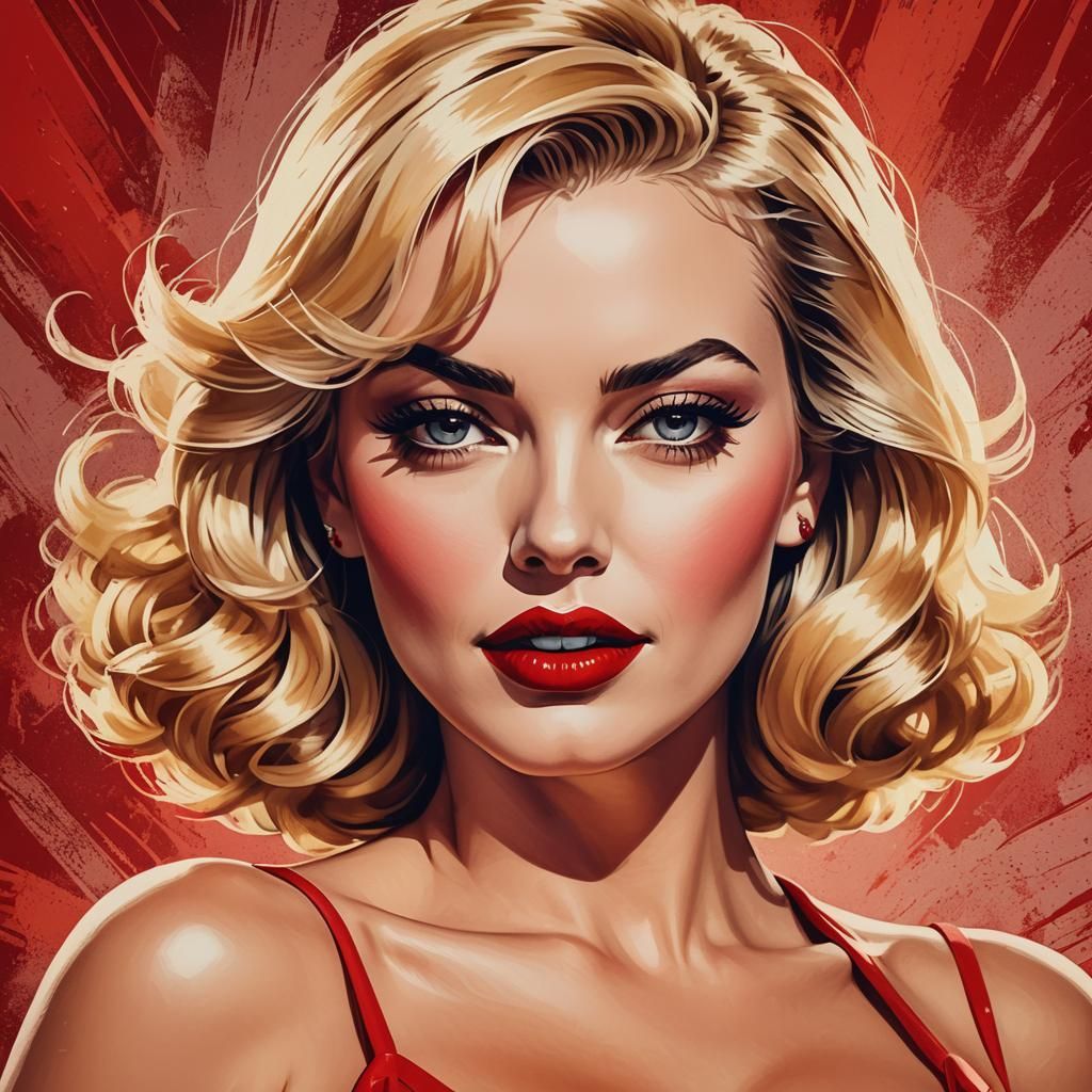 Glamorous Blonde in Pop Art Pin-Up Poster
