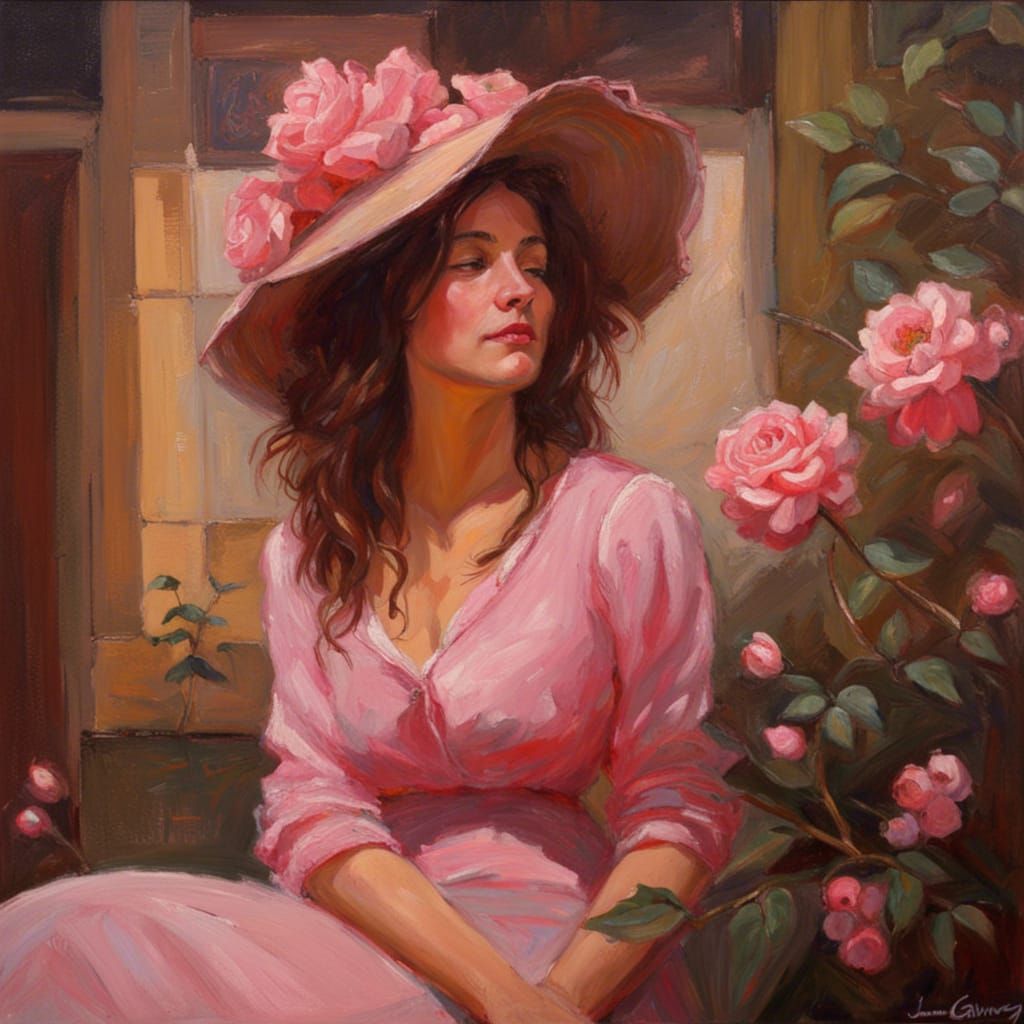 Roses Oil Painting in the Style of James Gurney