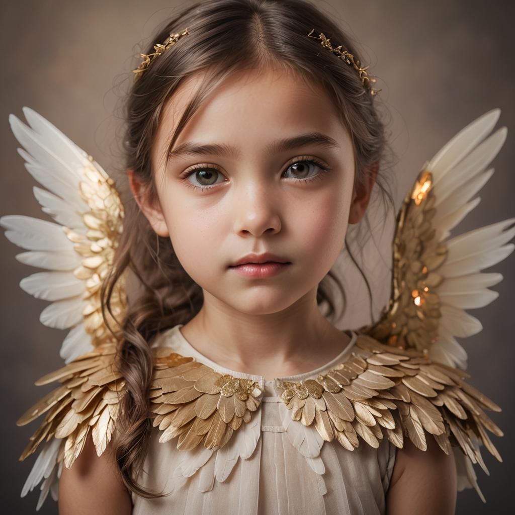 Girl with Wings in Dreamy Studio Portrait