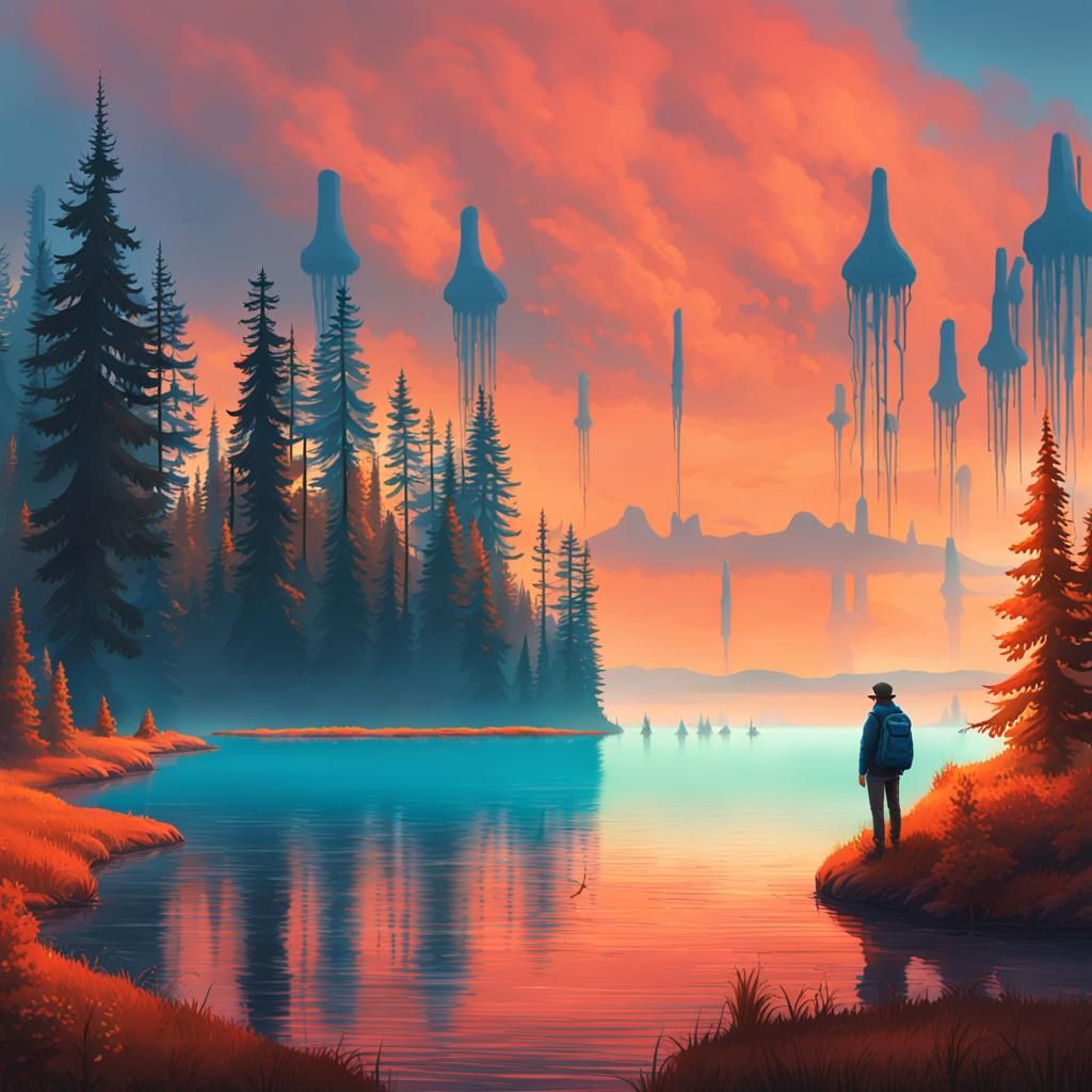 Ethereal Dream Lake: Fantasy Matte Painting