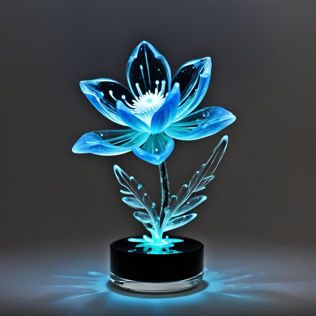 Bioluminescent Crystal Flower in Starry Universe