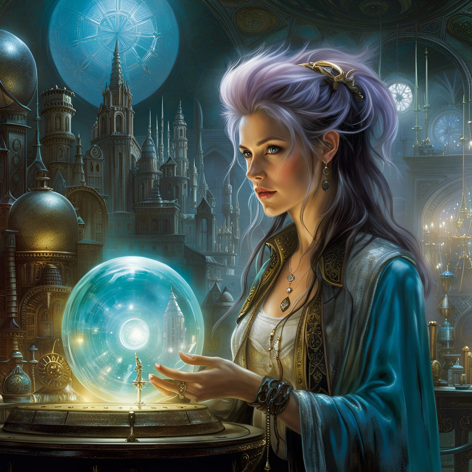 Hipster Wizard in Magical Lab: Digital Art