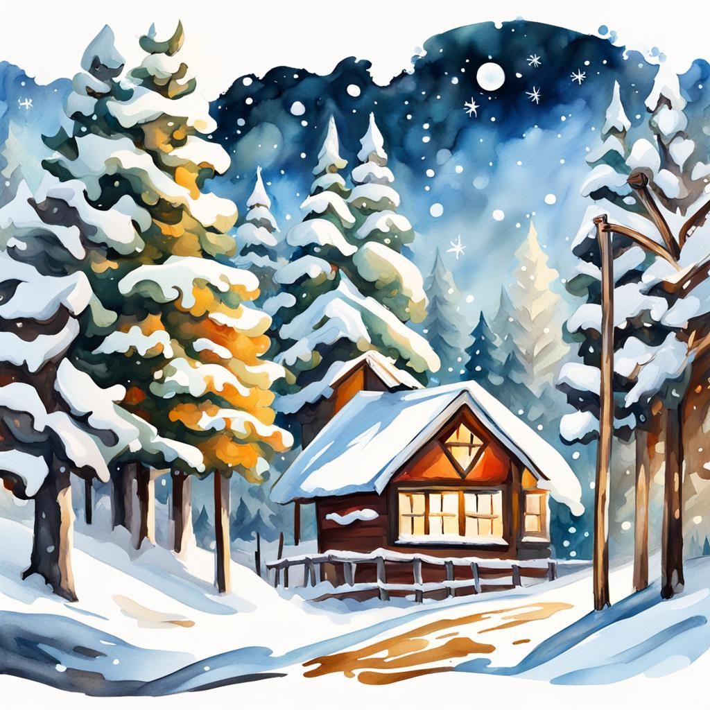 Winter Comfort Logo and Sticker in Gouache Style