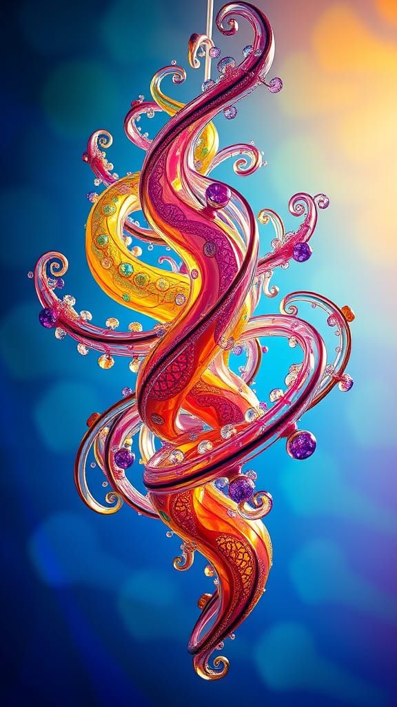 abstract (vibrant color scheme), detailed transparent glass ...