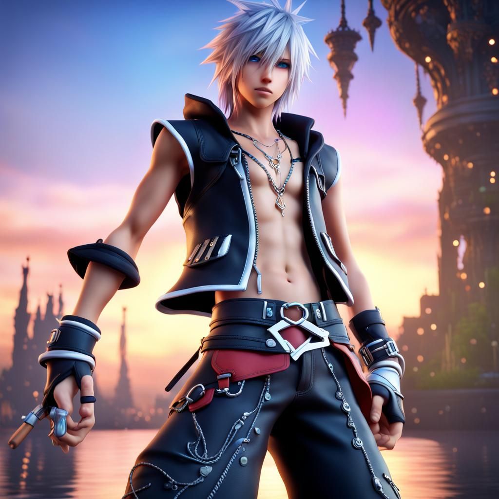 Kingdom Hearts Riku Hyperrealistic Portrait in 8k
