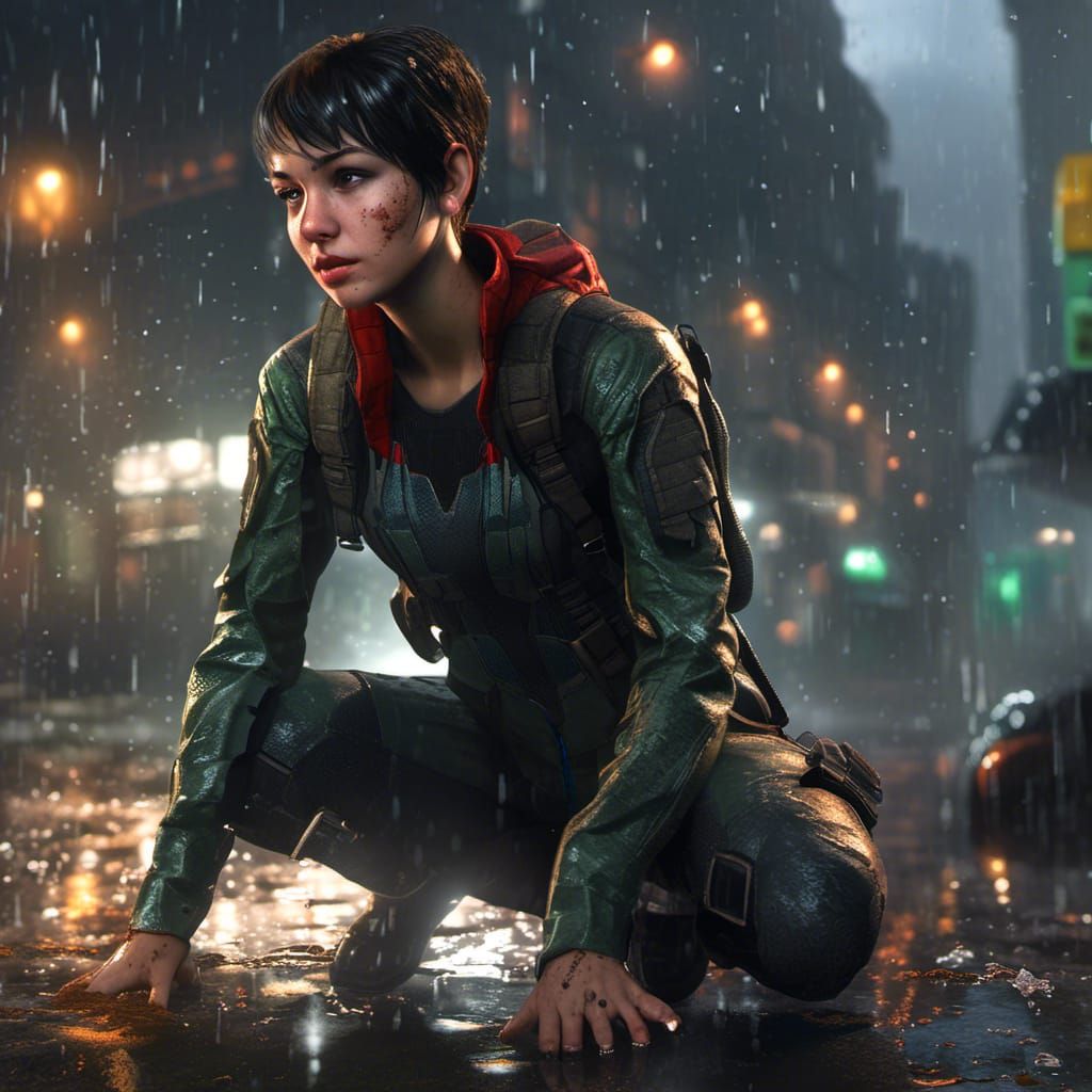 Hyperrealistic Girl in Spider-Man Splinter Cell Uniform