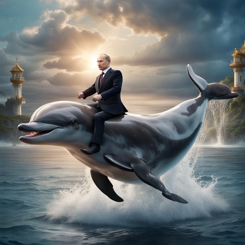 Vladimir Putin Rides a Dolphin