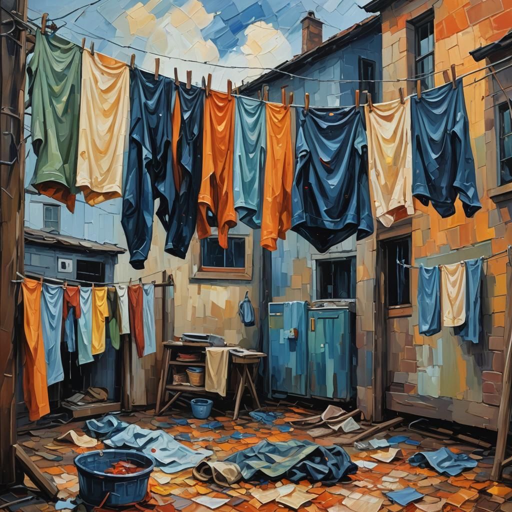 Brains on a Laundry Line: Expressionist Oil Painting