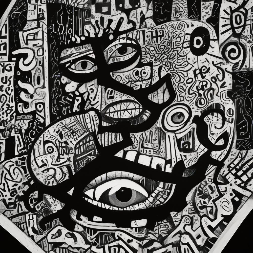 Expressive Primal Art Piece in Vibrant Colors