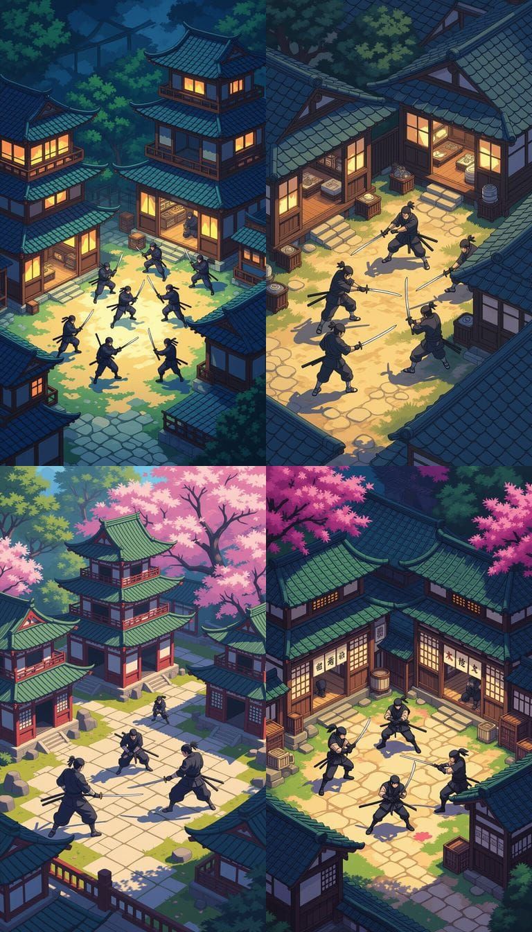 Quantum Ninja Clans at War: Hyperrealistic Isometric Anime