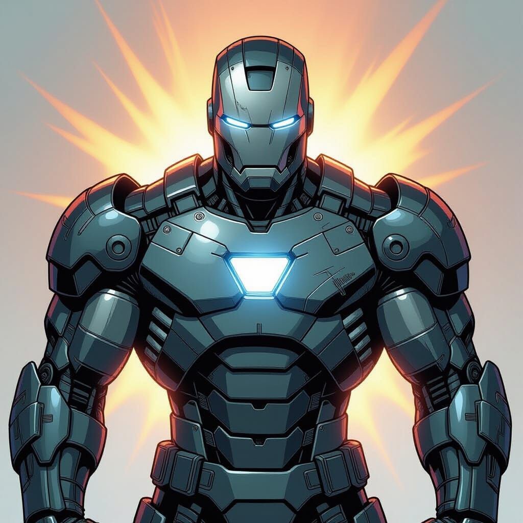 War Machine Heroic Pose in Comic Book Style