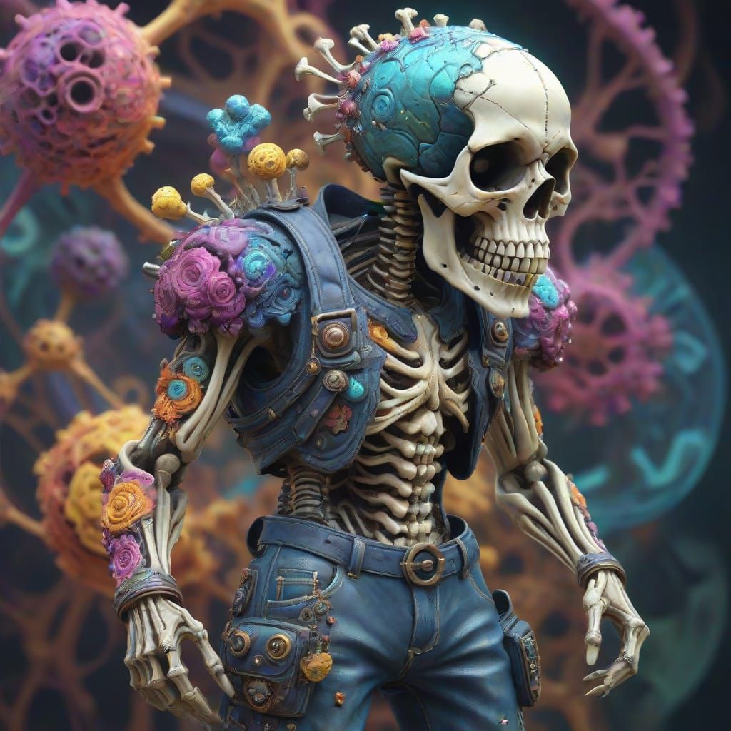 Ethereal Skull Hybrid in Fractal Landscape