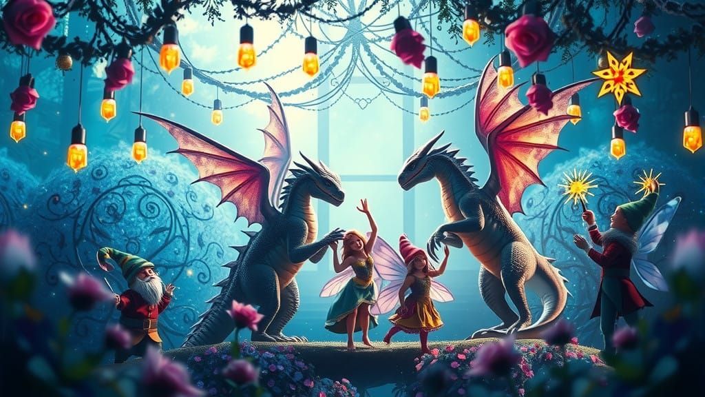 Merry Christmas Celebration in Vibrant Blue Rose Garden as D...