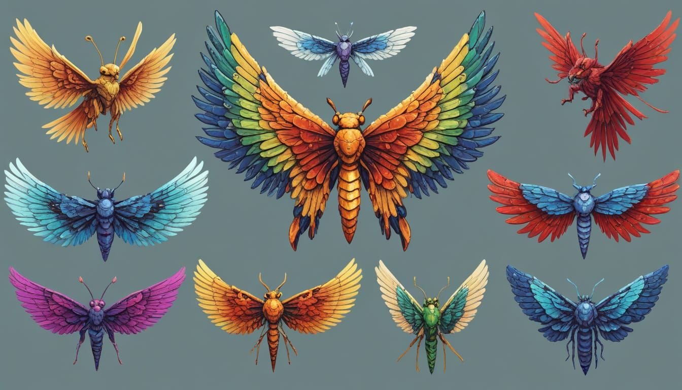 Wings of Fantasy Creatures in Pixel Art