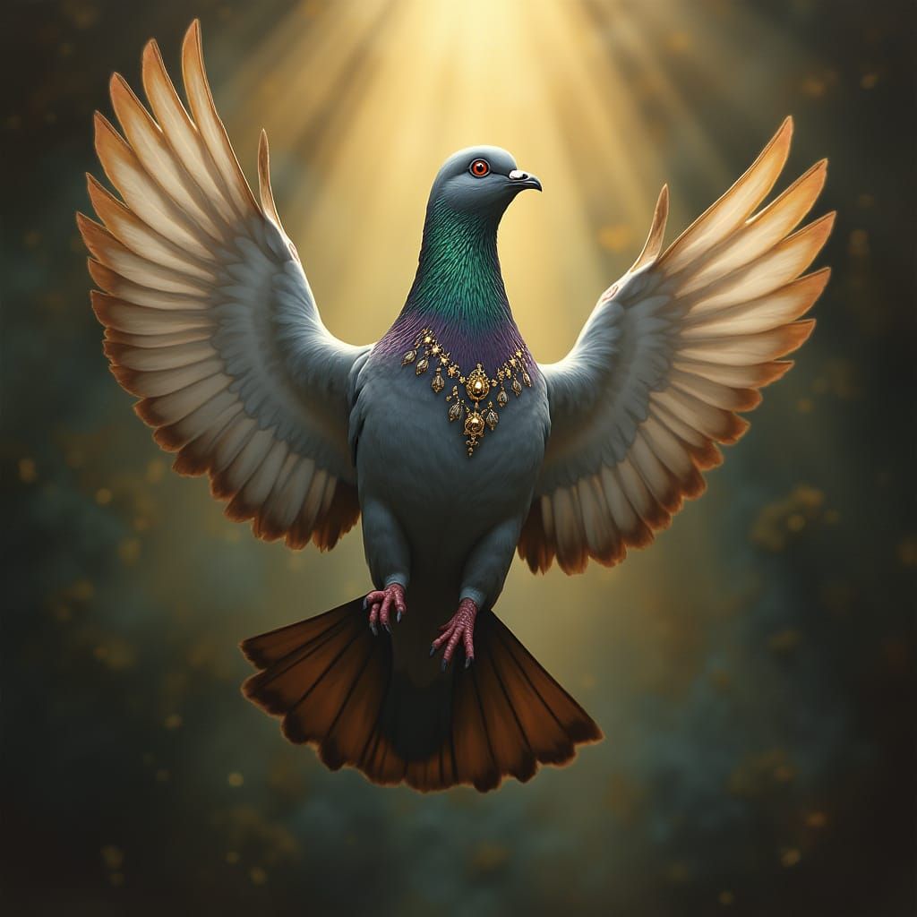 Divine Pigeon Ascending, Painted in Classical Style