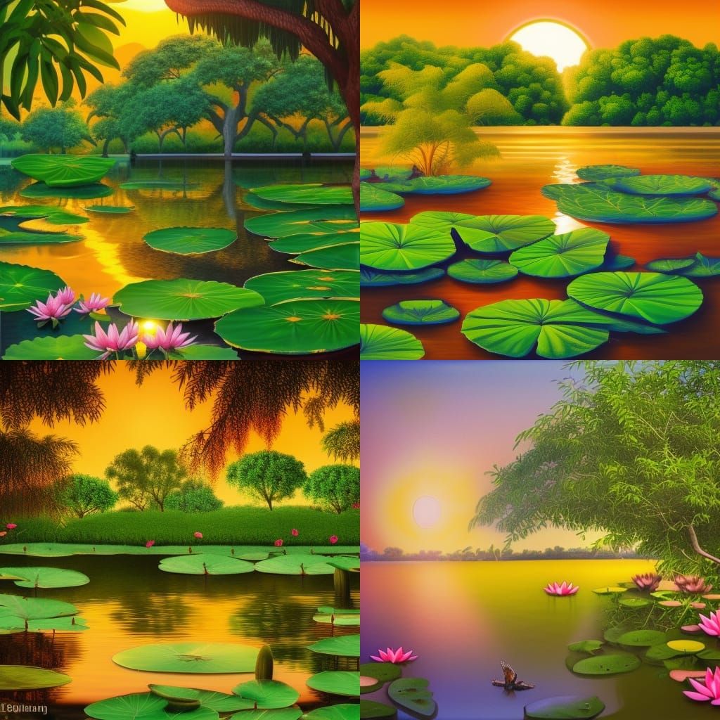 Hyperrealistic Garden Sanctuary at Golden Hour