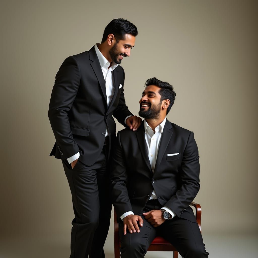 Confident Man in Suit Laughing, Cinematic Style