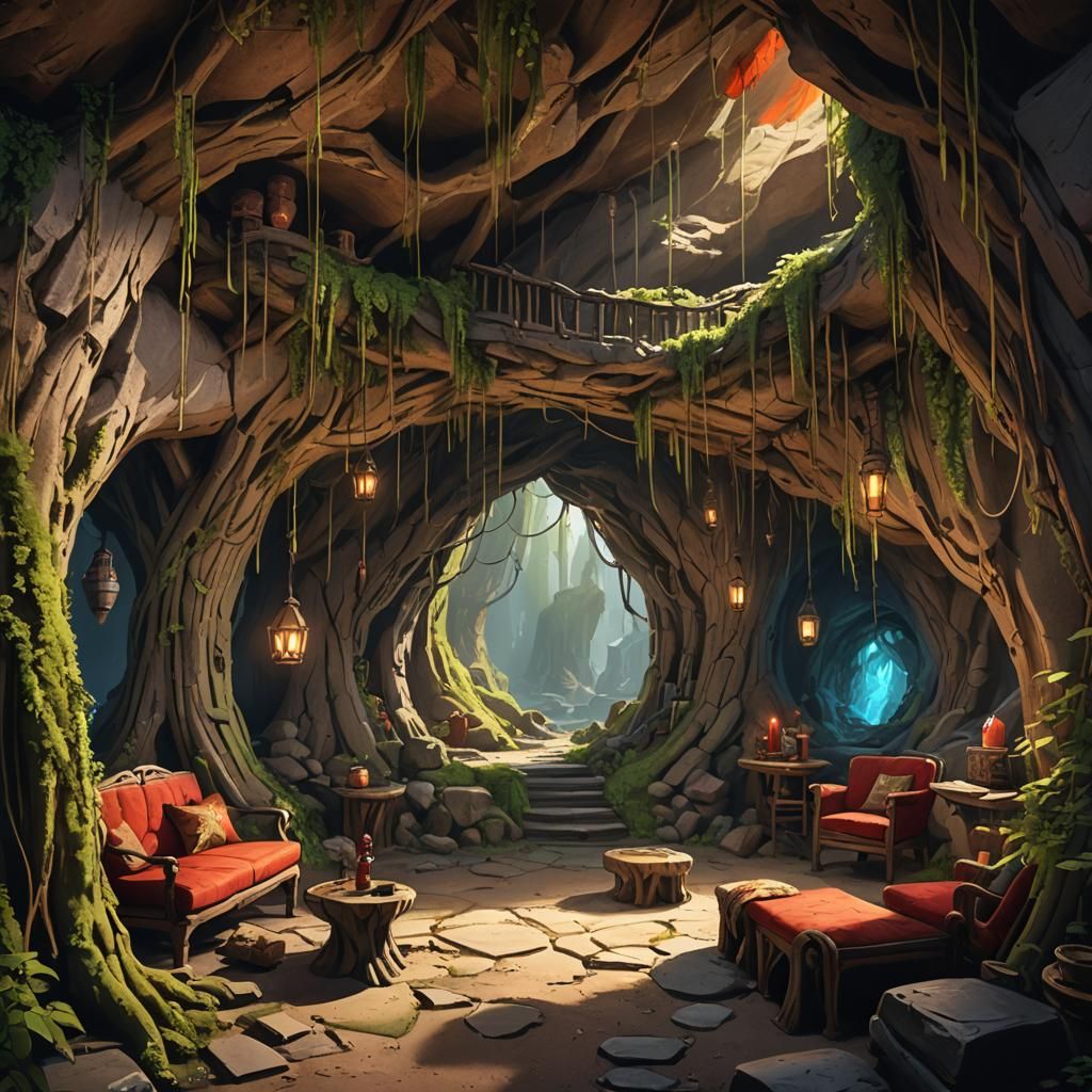 Redwall Style Lounge Inside Willow Tree Hollow